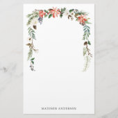 冬のフローラ |パーソナライズされた休日 便箋 (正面)
