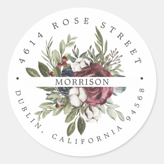 冬のフローラ |ボホボタニカル差出人住所 ラウンドシール (正面)