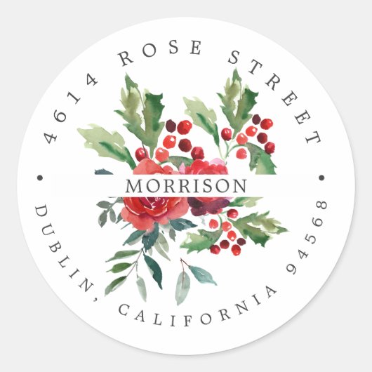 冬のフローラ |ボホボタニカル差出人住所 ラウンドシール (正面)