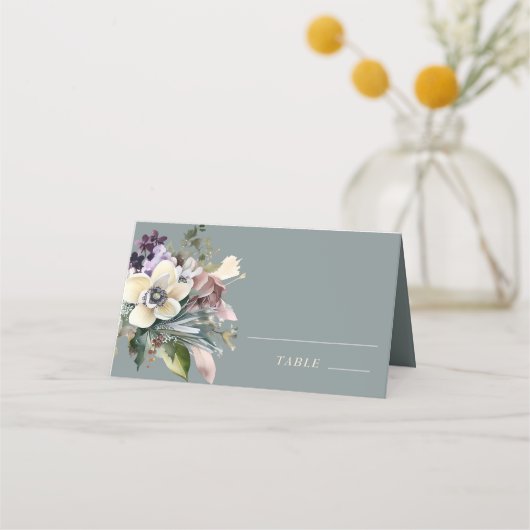 冬のフローラ |休日結婚の プレイスカード (正面)
