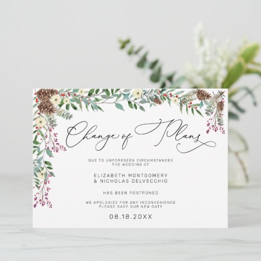 冬のフローラ |延期結婚のお知らせ 招待状 (スタンド正面)