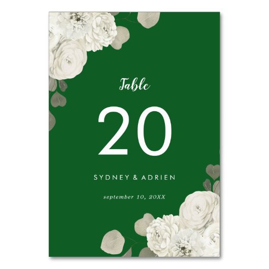 冬のフローラ |緑結婚の表の番号 テーブルナンバー (正面)