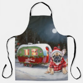 冬のブフランスのルドッグキャラバンクリスマスアドベンチャー エプロン (正面)