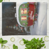 冬のブフランスのルドッグキャラバンクリスマスアドベンチャー キッチンタオル (折り畳み)