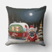 冬のブフランスのルドッグキャラバンクリスマスアドベンチャー クッション (正面)
