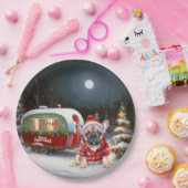 冬のブフランスのルドッグキャラバンクリスマスアドベンチャー ペーパープレート (パーティー)
