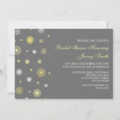 冬のブライダルシャワーの灰色の黄色 招待状 (裏面)