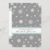 冬のブライダルシャワーアクアグレースノーフレーク 招待状 (正面/裏面)
