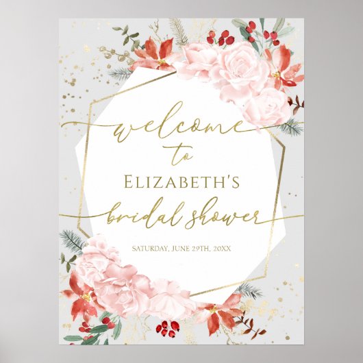 冬のブライダルシャワーウェルカムサインギルド ポスター (正面)