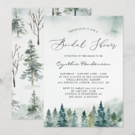 冬のブライダルシャワーエレガントフォレストパインツリーズ 招待状