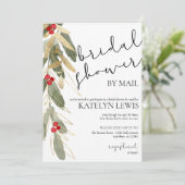 冬のブライダルシャワーバイメール招待状金ゴールドホリー 招待状 (スタンド正面)