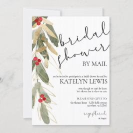 冬のブライダルシャワーバイメール招待状金ゴールドホリー 招待状