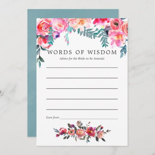 冬のブライダルシャワーフローラアドバイス 招待状 (正面/裏面)