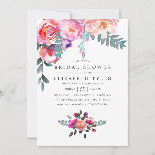 冬のブライダルシャワーフローラ招待状 招待状 (正面)