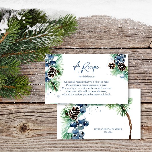 冬のブライダルシャワーレシピカード要求 エンクロージャーカード