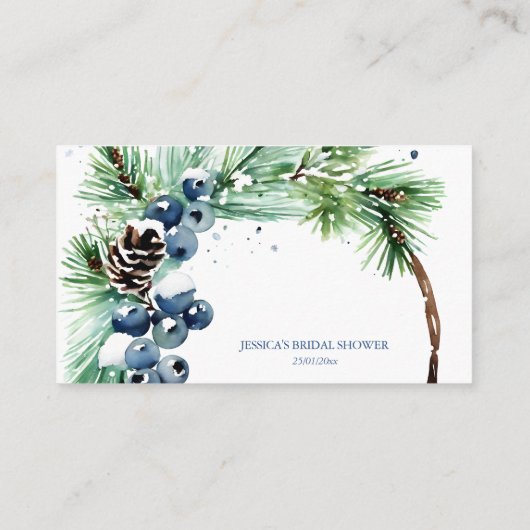 冬のブライダルシャワーレシピカード要求 エンクロージャーカード (裏面)