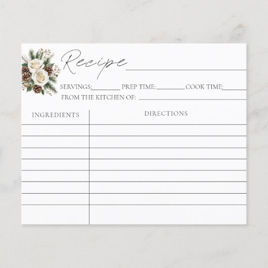 冬のブライダルシャワーレシピカード (正面)