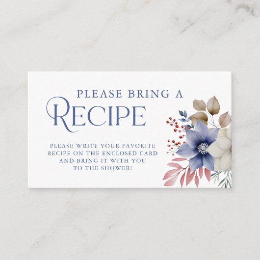冬のブライダルシャワーレシピ要求エンクロージャカード エンクロージャーカード (正面)