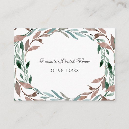 冬のブライダルシャワー二つの真実と嘘のゲーム エンクロージャーカード (裏面)