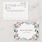 冬のブライダルシャワー二つの真実と嘘のゲーム エンクロージャーカード (正面/裏面)