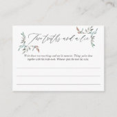 冬のブライダルシャワー二つの真実と嘘のゲーム エンクロージャーカード (正面)