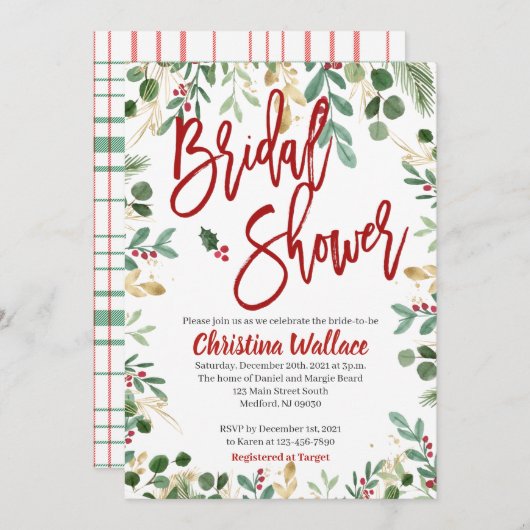 冬のブライダルシャワー招待状クリスマスブライダル 招待状 (正面/裏面)