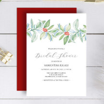 冬のブライダルシャワー招待状水彩