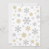 冬のブライダルシャワー招待状 ゴールドの雪の結晶 招待状 (裏面)