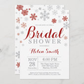 冬のブライダルシャワー招待状 バーガンディ スノーフレーク 招待状 (正面/裏面)