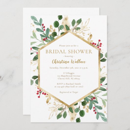 冬のブライダルシャワー招待状 招待状 (正面/裏面)