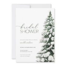 冬のブライダルシャワー招待雪の松木