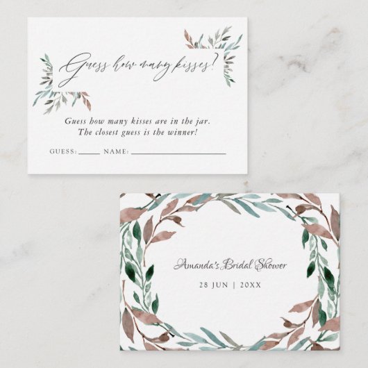 冬のブライダルシャワー数を推測するキス エンクロージャーカード (正面/裏面)