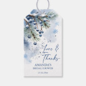冬のブライダルシャワー水彩雪の松 ギフトタグ (正面)