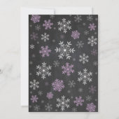 冬のブライダルシャワー紫と白のスノーフレーク 招待状 (裏面)