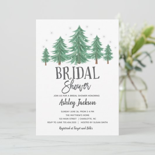 冬のブライダルシャワー緑の森 招待状 (スタンド正面)