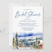 冬のブライダルシャワー雪の山村 招待状 (正面)