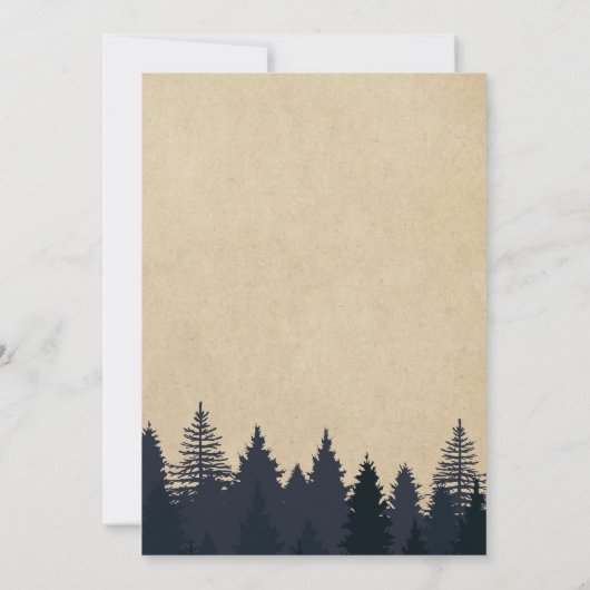 冬のブライダルシャワー |クラフ素朴ト松の木 招待状 (裏面)