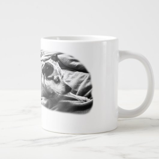 冬のブランケット上のテリア ジャンボコーヒーマグカップ (右)