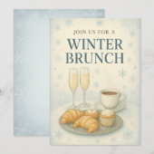 冬のブランチ招待状 | エレガントな霜の降りたようなデザイン 招待状 (正面/裏面)