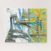 冬のブリッジ水の色絵画の ジグソーパズル (横)