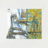 冬のブリッジ水の色絵画の タペストリー (正面(横))