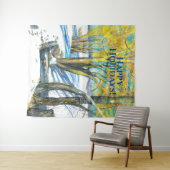 冬のブリッジ水の色絵画の タペストリー (インサイチュ(横))