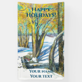 冬のブリッジ水の色絵画の 横断幕