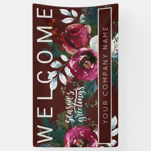 冬のブルゴーニュクリスマス企業のパーティーへようこそ 横断幕 (縦)