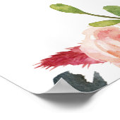 冬のブルゴーニュ赤面ネイビーフローラウェルカムサイン ポスター (角)