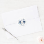 冬のブルーとホワイトのバラの結婚式 ラウンドシール (封筒)