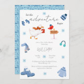 冬のブルーアドベンチャーが赤ちゃんシャワーを開始 招待状 (正面/裏面)