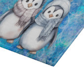 冬のブルーウォーターカラーペンギンスカーフハット カッティングボード (角)