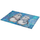 冬のブルーウォーターカラーペンギンスカーフハット カッティングボード (角)