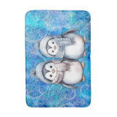 冬のブルーウォーターカラーペンギンスカーフハット バスマット (正面縦)